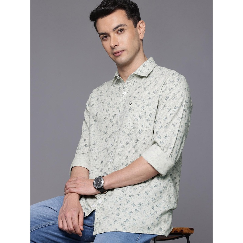 Allen Solly Cotton-Linen Custom Fit Floral Printed Casual Shirt