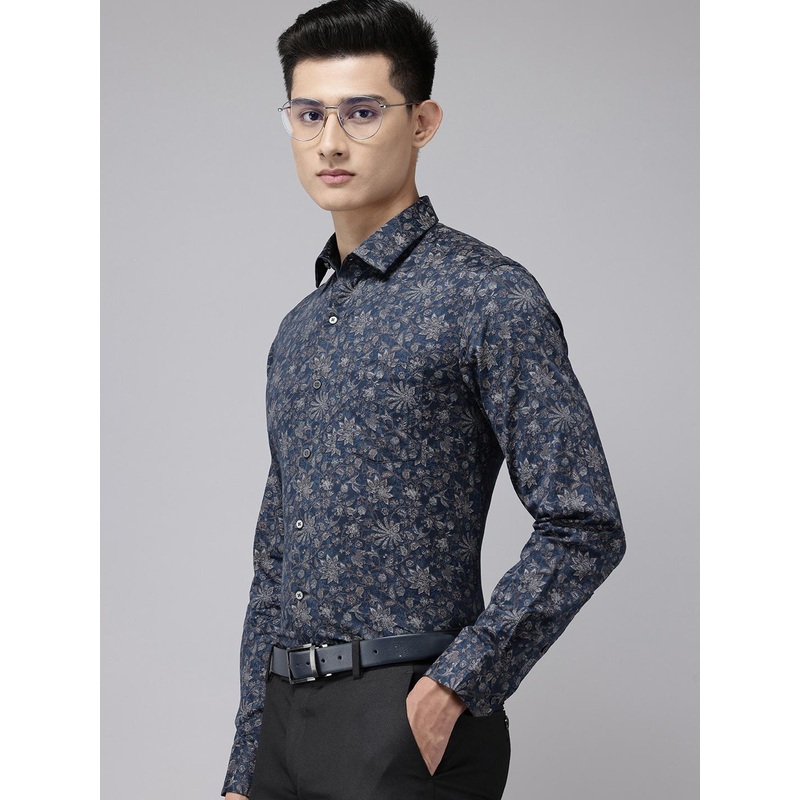 Arrow Manhattan Slim Fit Floral Printed Pure Cotton Formal Shirt