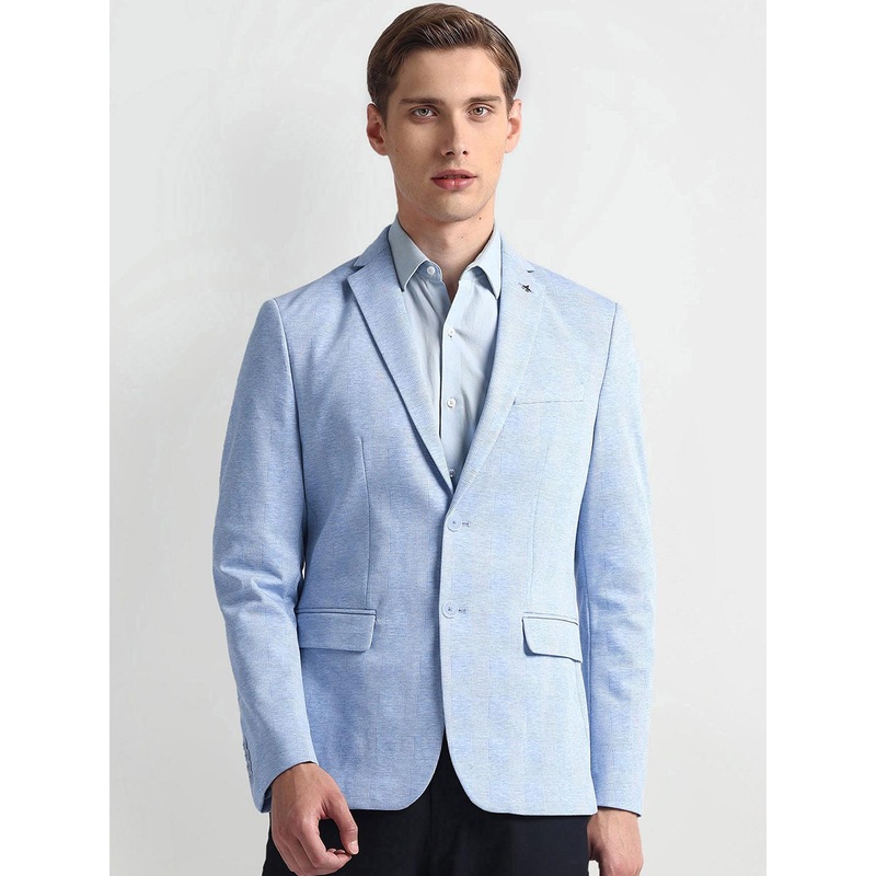 Arrow Tartan Checked Slim-Fit Single-Breasted Knit Formal Blazer