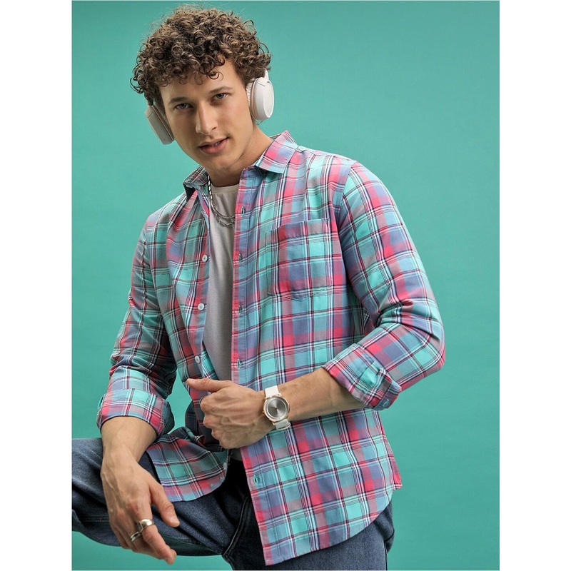 Highlander Men Checked Slim Fit Shirt