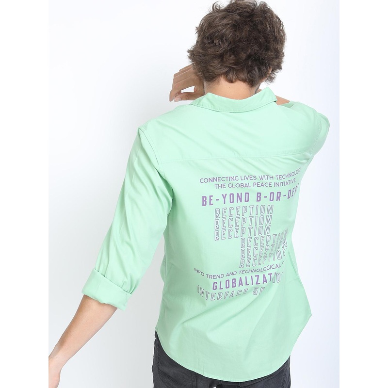 HIGHLANDER Men Green Slim Fit Printed Casual Shirt