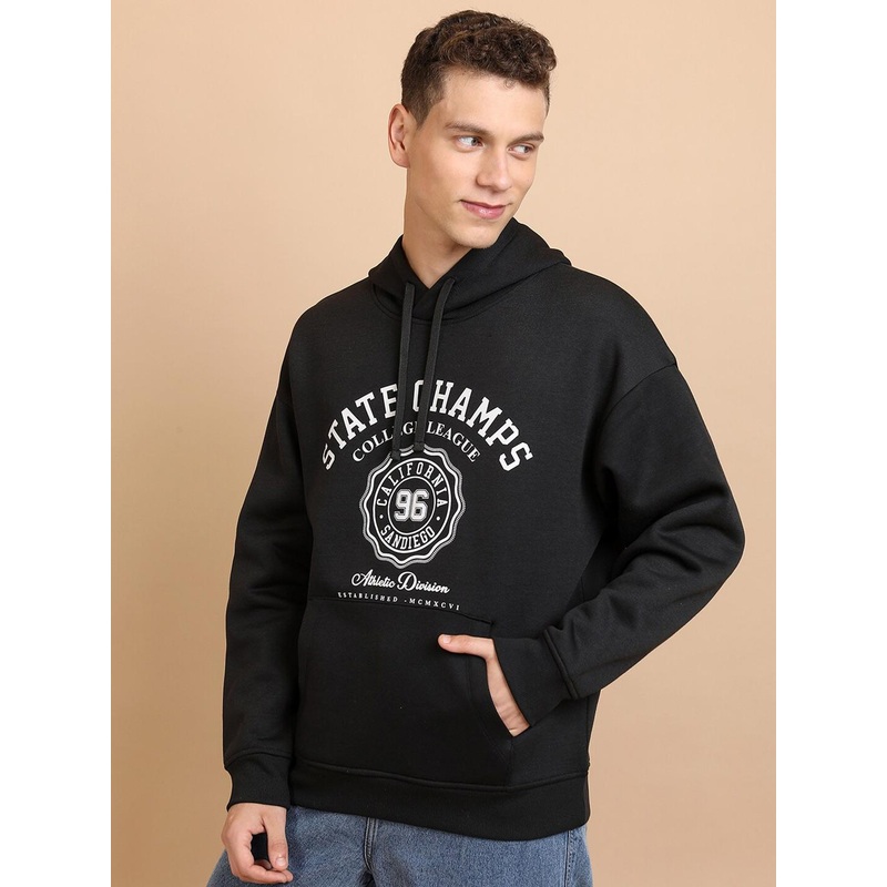 HIGHLANDER Typography Printed Hooded Oversized Sweatshirt