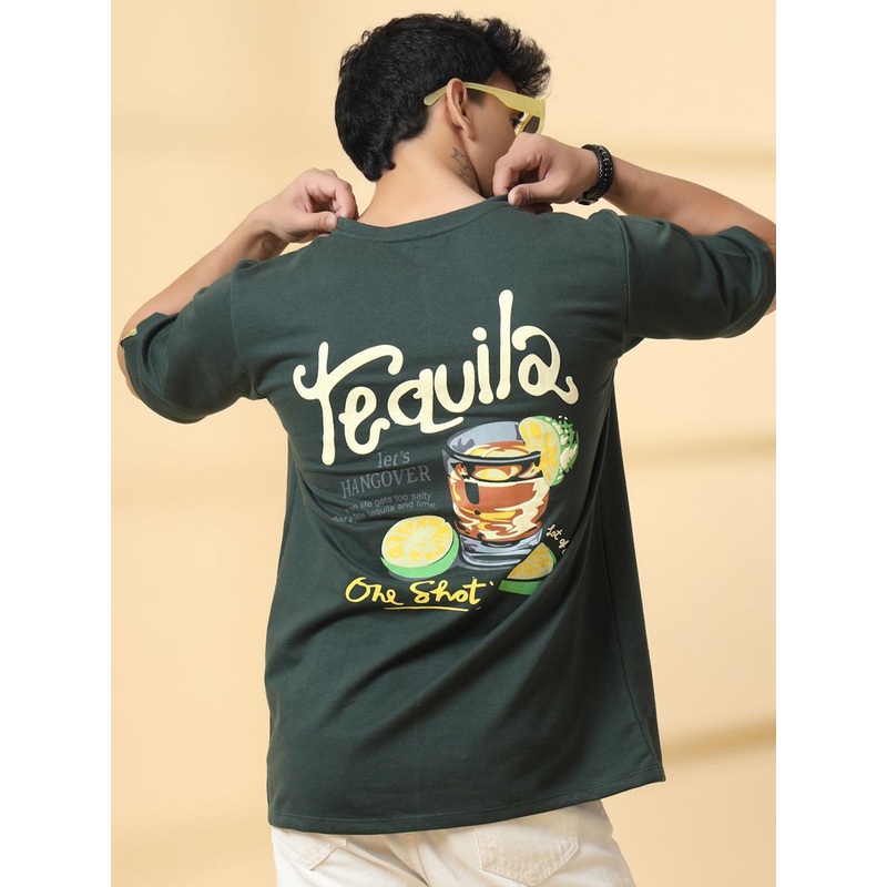 Rigo Unisex Graphic Printed Drop-Shoulder Sleeves Cotton Oversized T-shirt