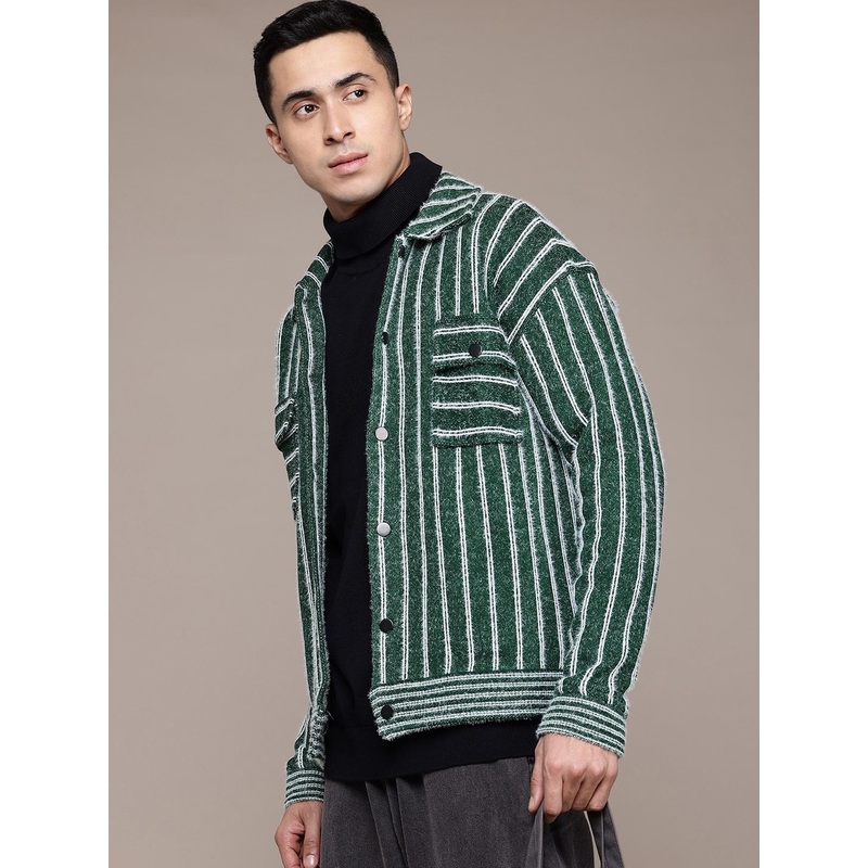 The Roadster Lifestyle Co. Striped Fuzzy Tailored Jacket