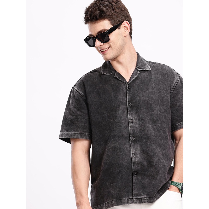 Aeropostale Drop-Shoulder Sleeves Denim Pure Cotton Relaxed Fit Casual Shirt