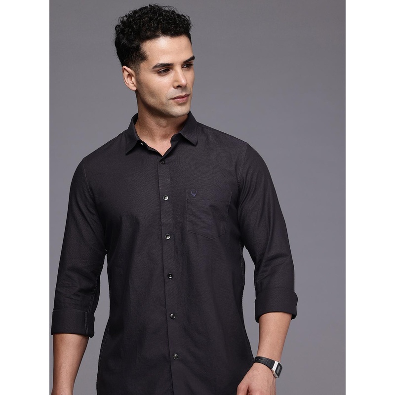 Allen Solly Pure Cotton Self Design Comfort Slim Fit Textured Casual Shirt