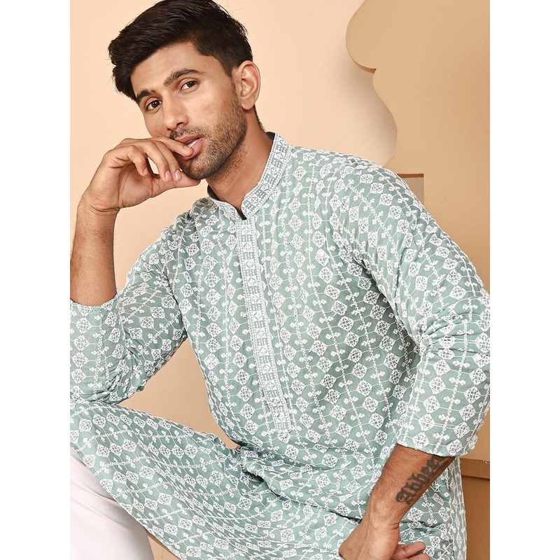 Anouk Men Woven Design Embroidered Festive Straight Kurta