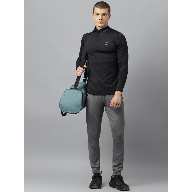 ATICX Men Mandarin Collar Pockets Compression T-shirt