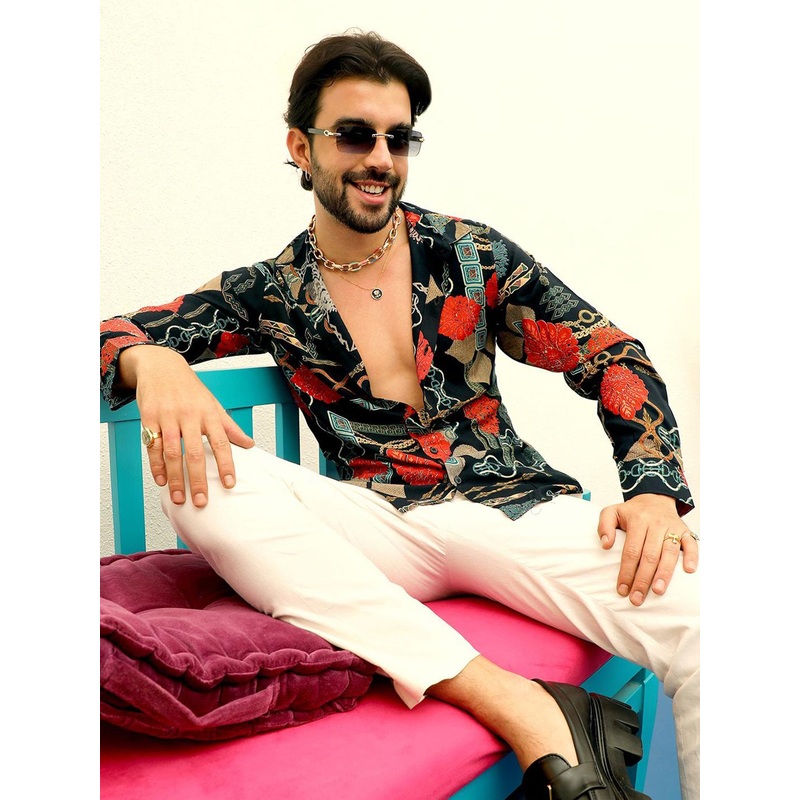 Campus Sutra Classic Abstract Printed Casual Shirt