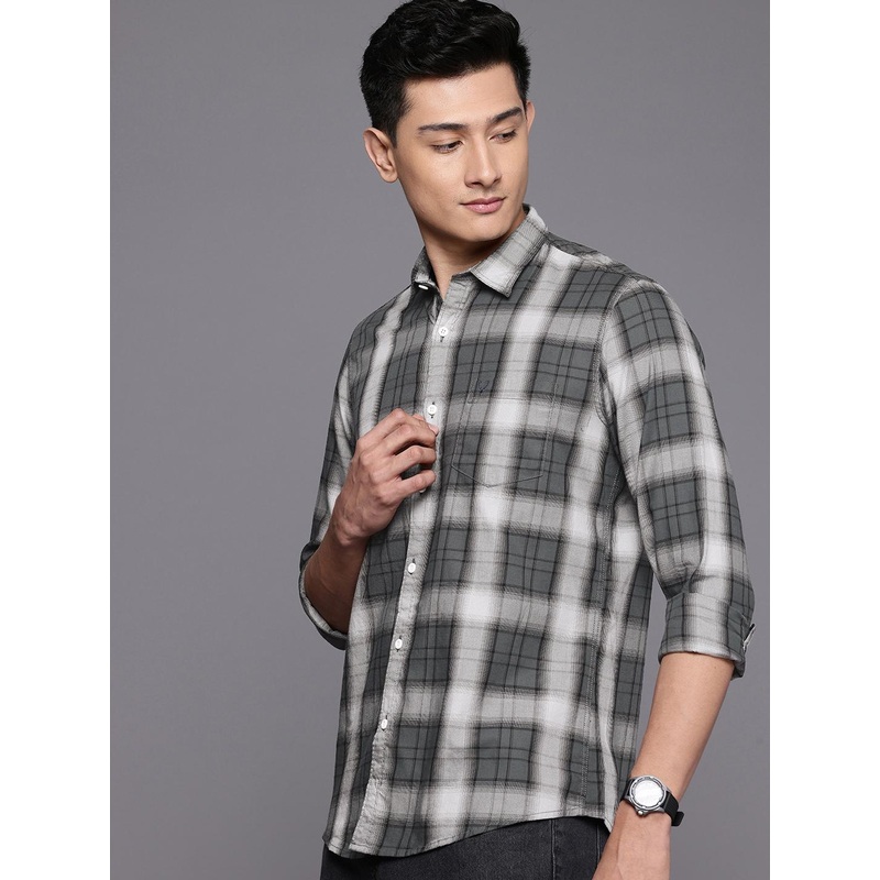 Allen Solly Checked  Pure Cotton Custom Fit Casual Shirt