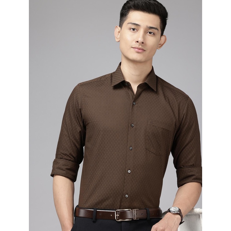 Arrow Manhattan Slim Fit Self Checked Pure Cotton Formal Shirt