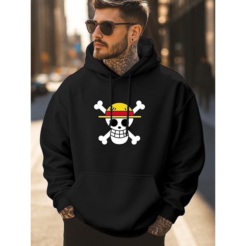 Triptee Men Anime OnePiece Graphic Printed Hooded Long Sleeves Sweatshirt