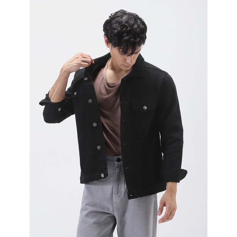 Urbano Fashion Men Solid Regular Fit Washed Full Sleeve Denim Jacket