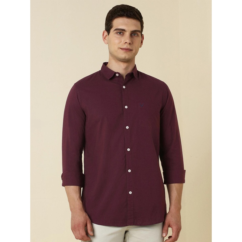 Allen Solly Men Maroon Slim Fit Solid Casual Shirt