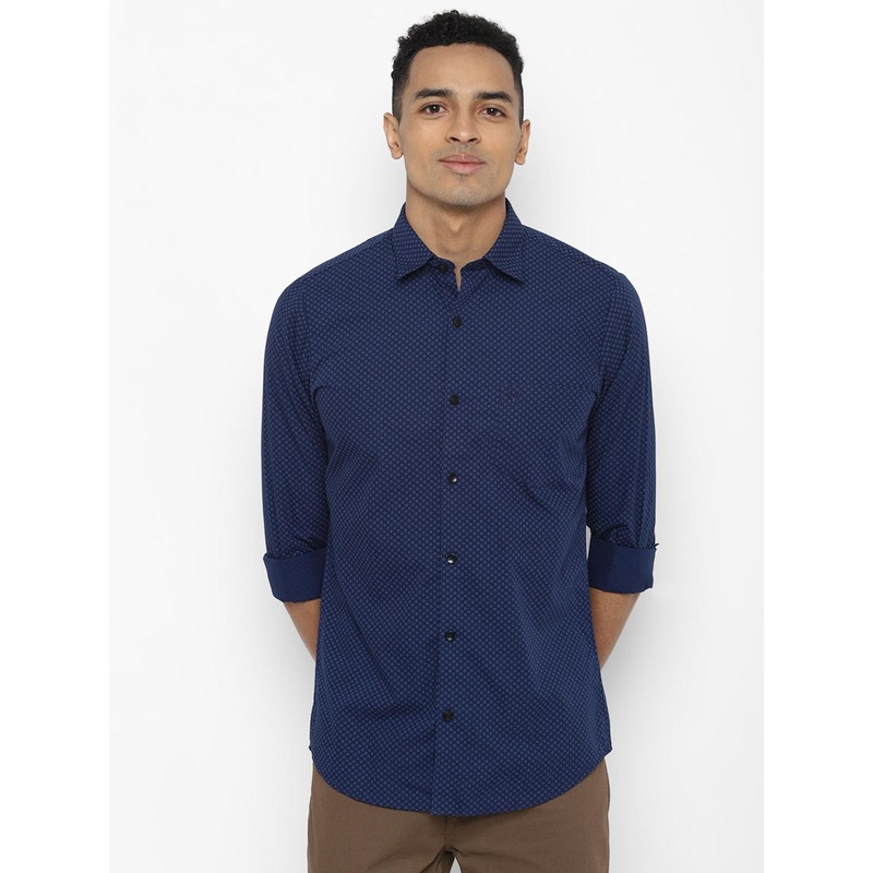 Allen Solly Men Navy Blue Slim Fit Printed Casual Shirt