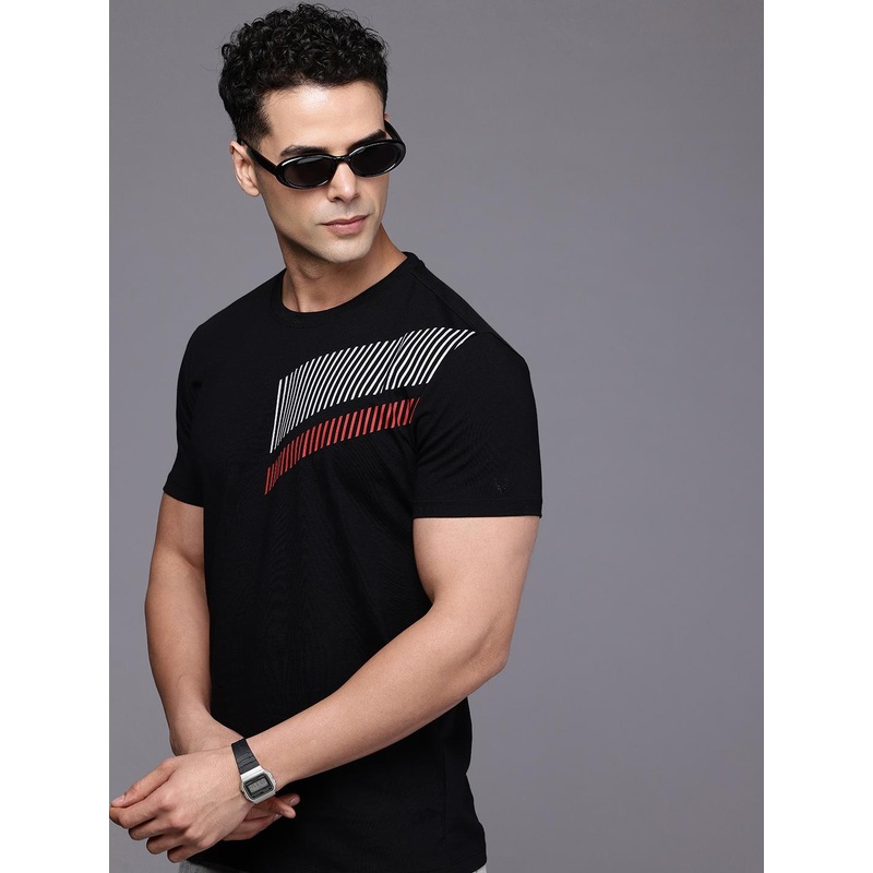 Allen Solly Striped Slim Fit Pure Cotton T-shirt