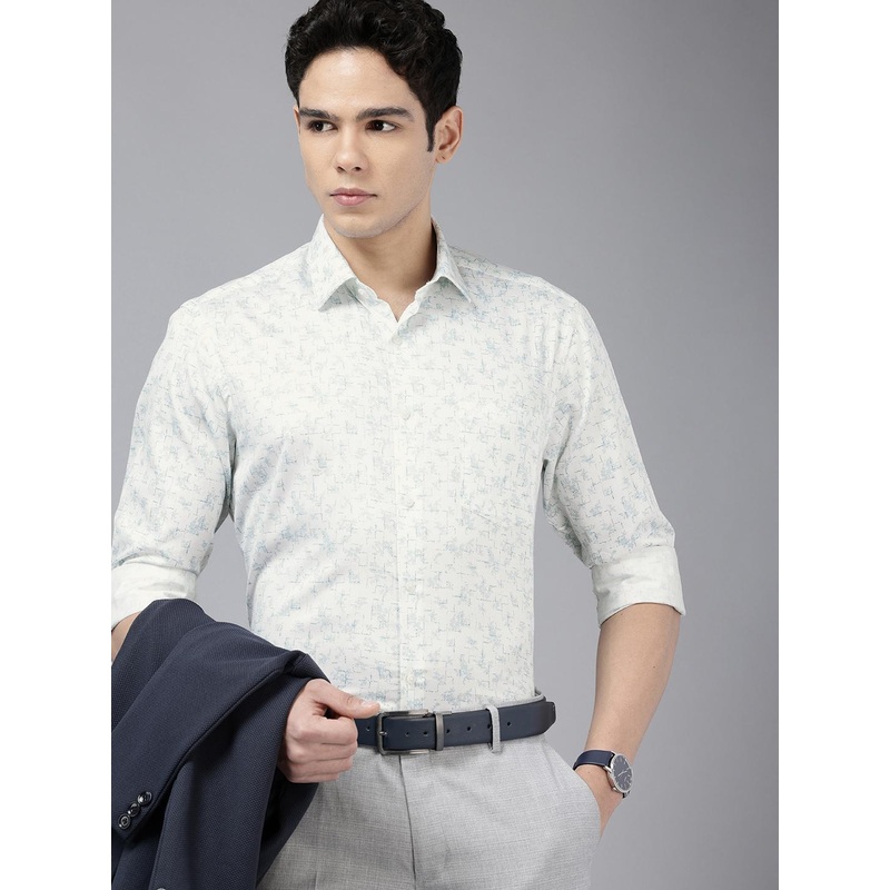 Arrow Manhattan Slim Fit Abstract Printed Pure Cotton Formal Shirt