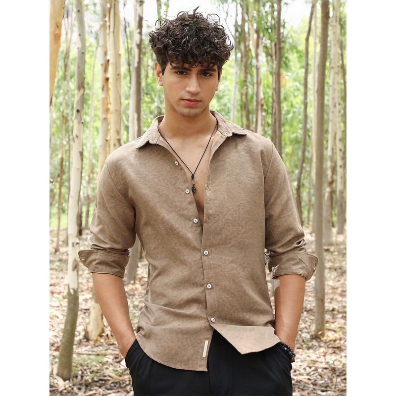 Campus Sutra Roll-Up Sleeves Cotton Shirt