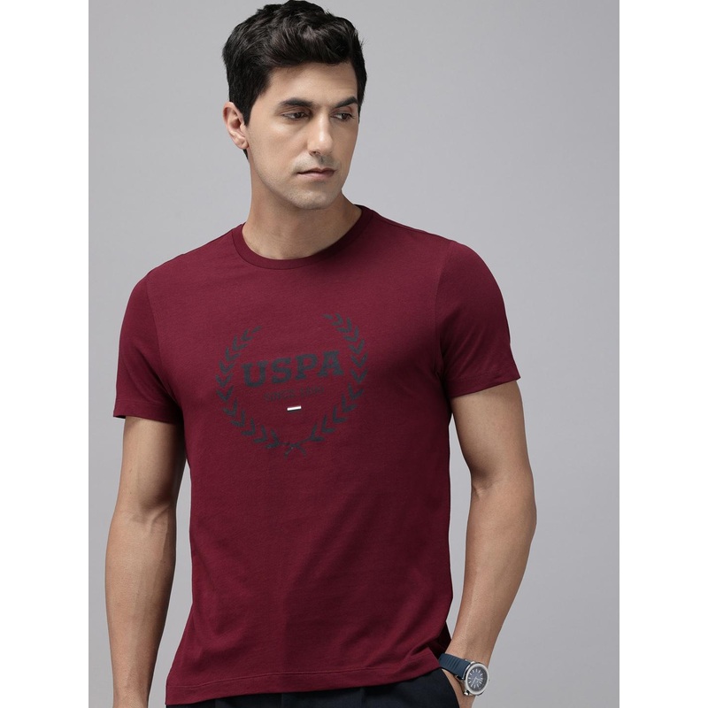 U S Polo Assn Brand Logo Printed Pure Cotton Slim Fit T-shirt