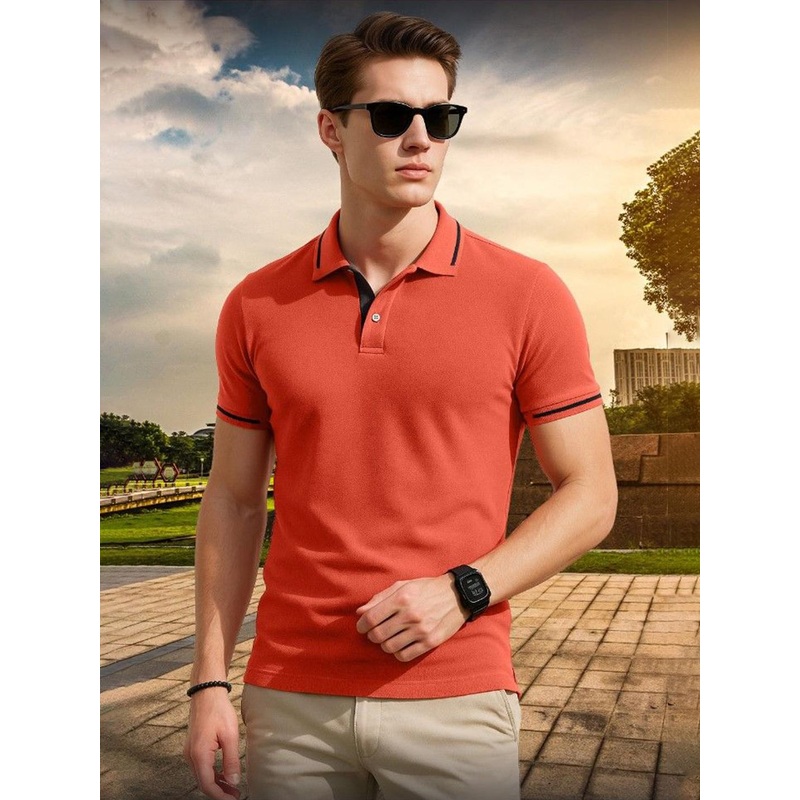 VEIRDO Polo Collar Pure Cotton T-Shirt