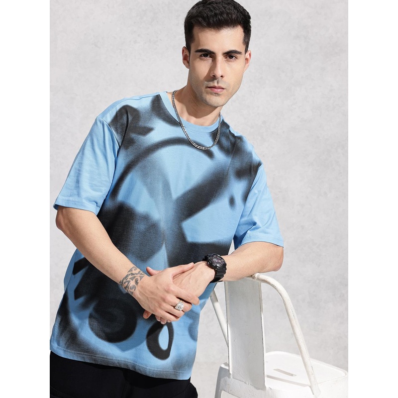 WROGN Oversized Fit Brand Logo Printed Pure Cotton T-shirt