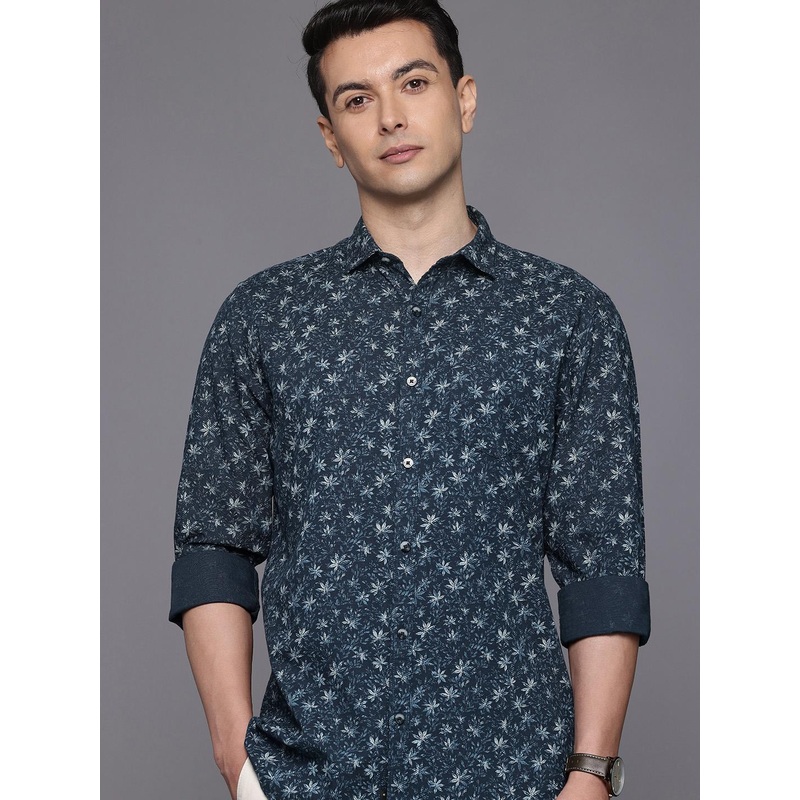 Allen Solly Custom Slim Fit Tropical Printed Cotton Linen Casual Shirt
