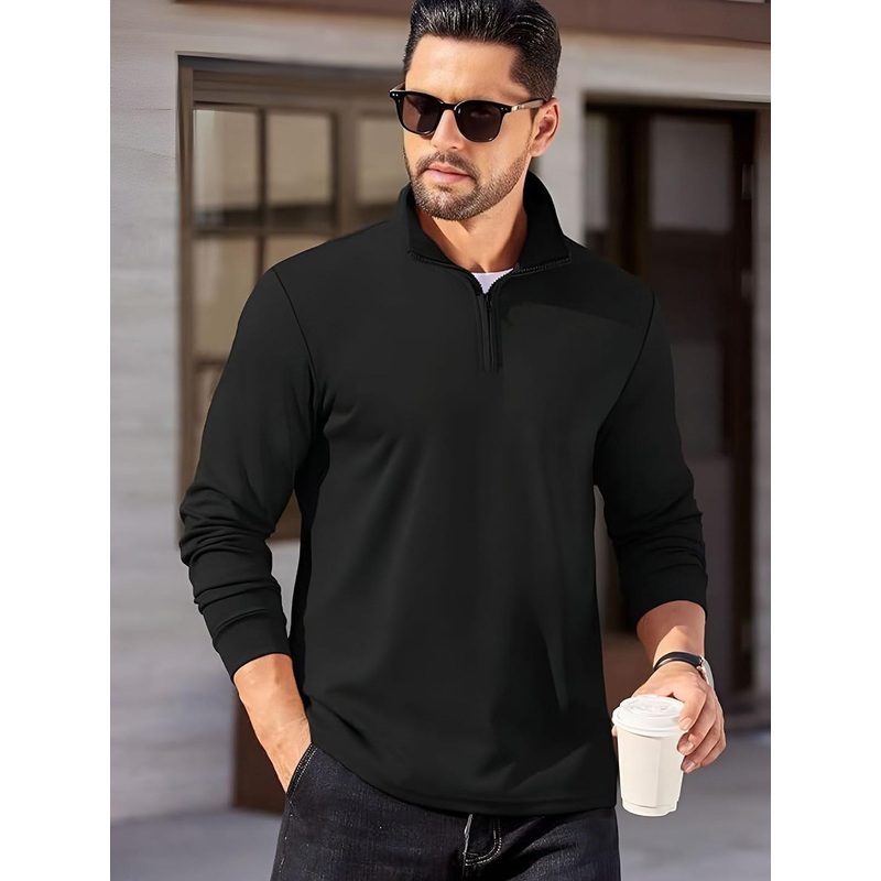 AUSK Men Solid Self Design Mandarin Collar Sweatshirt