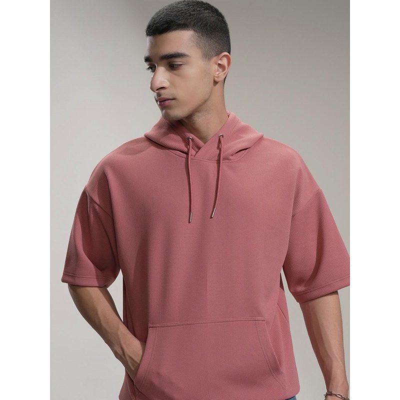 HIGHLANDER Men Hooded Drop-Shoulder Sleeves Pockets Oversized T-shirt