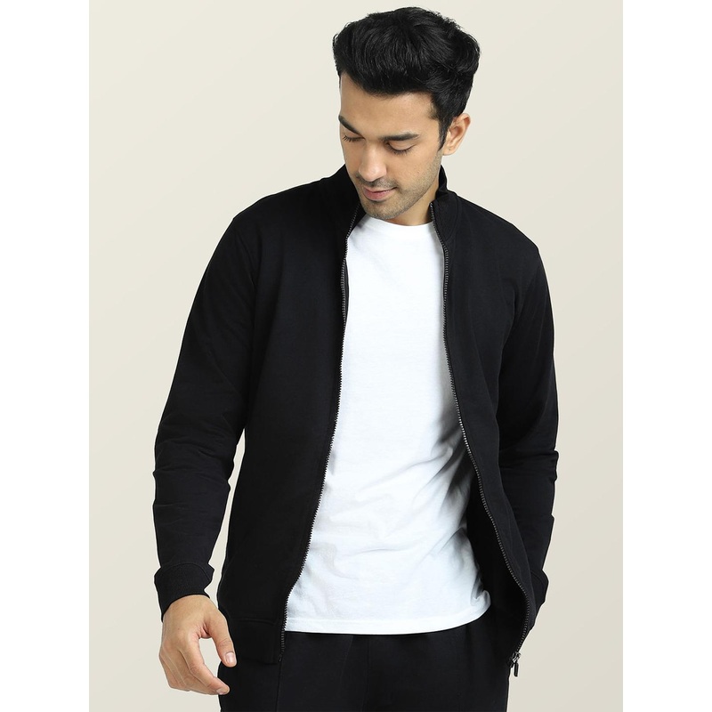 XYXX Front-Open Mock Collar Cotton Sweatshirt