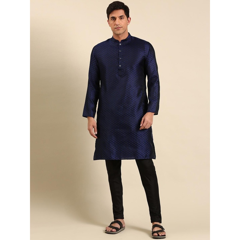 Amodh by Kisah Ethnic Motifs Woven Design Mandarin Collar Kurta