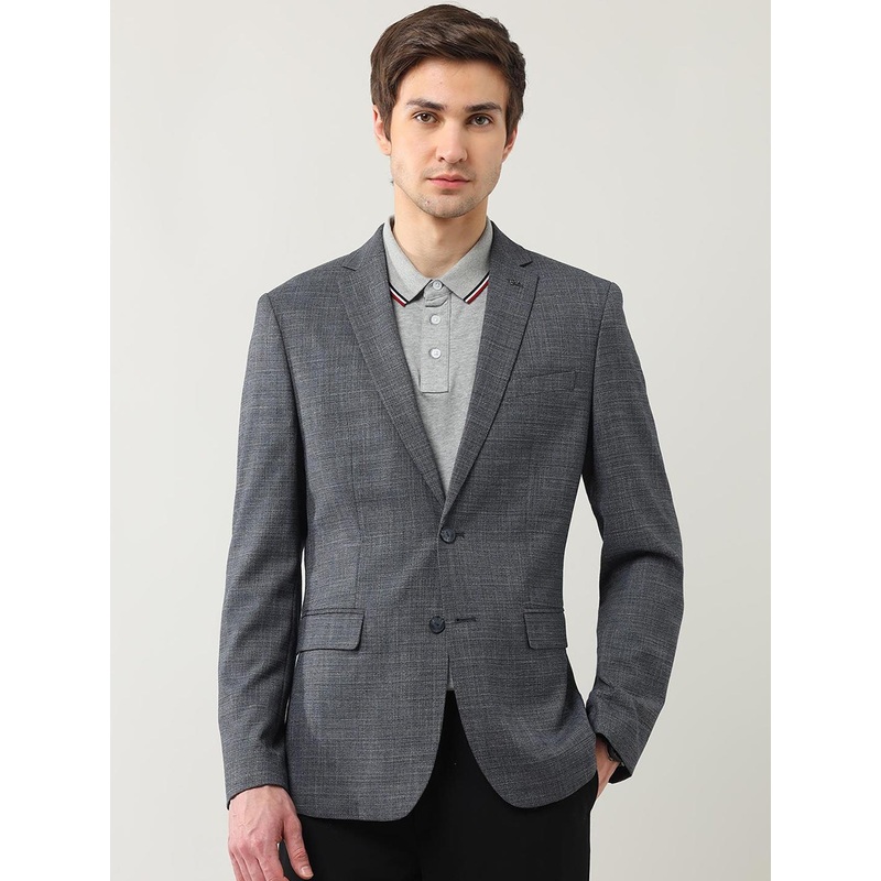 Arrow Textured Notched Lapel Single-Breasted Blazer