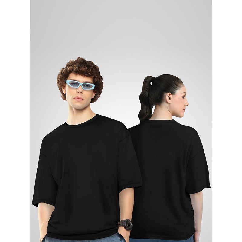 BAESD Unisex Twistform Twinny Zone Pack Of 2 Solid Cotton Oversized T-shirts