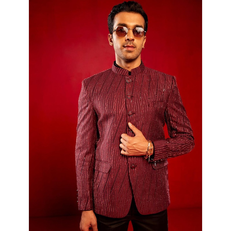 VASTRAMAY Embellished Slim Fit Bandhagala Jodhpuri Blazer
