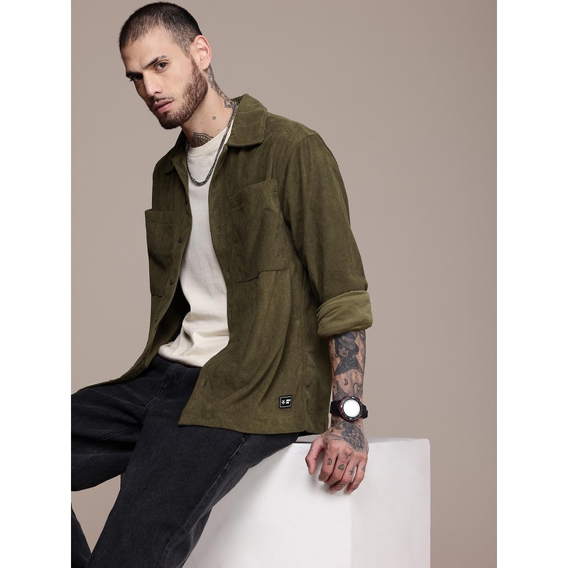 WROGN Corduroy Opaque Casual Shirt