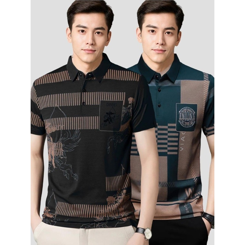 zebu Pack Of 2 Graphic Printed Polo Collar T-Shirts