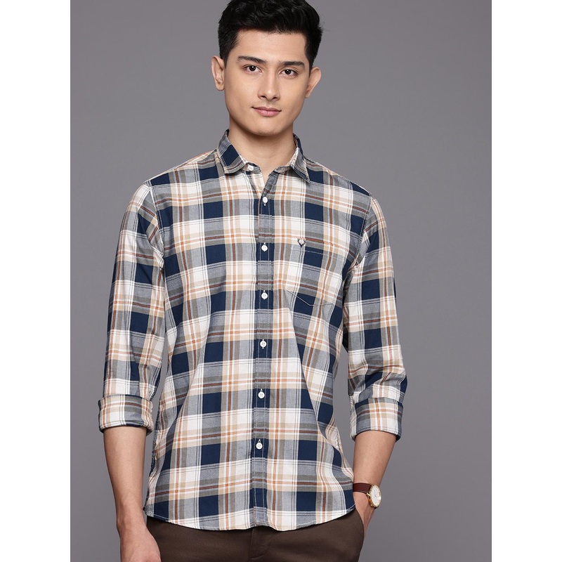 Allen Solly Custom Fit Checked Pure Cotton Casual Shirt