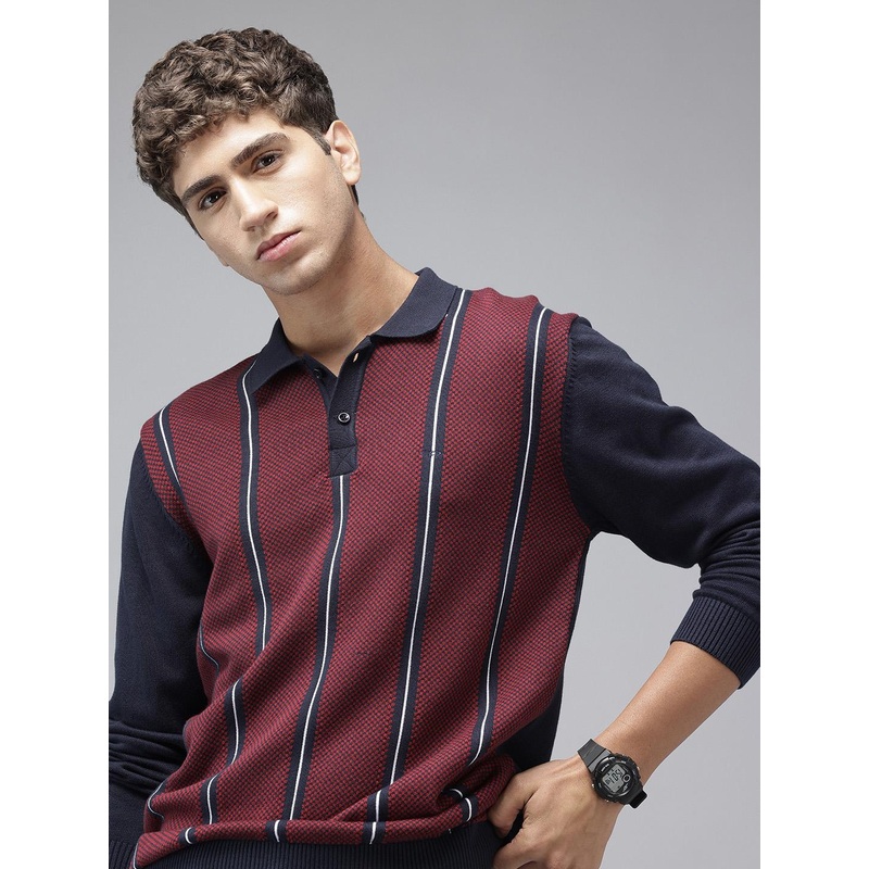 ColorPlus Colourblocked Pure Cotton Pullover Sweater