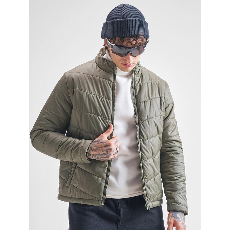 HIGHLANDER Men Solid High Neck Puffer Jacket