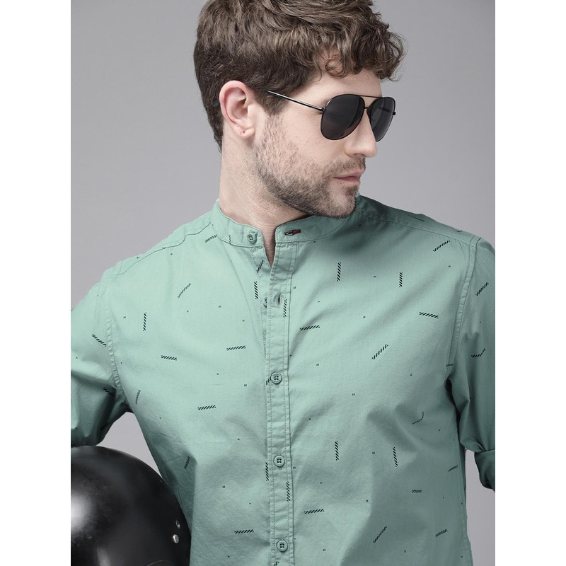 Roadster Men Blue Opaque Printed Casual Shirt