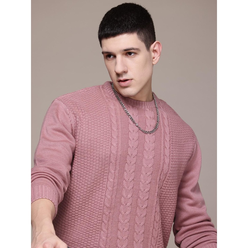 Roadster Men Cable Knit Pullover