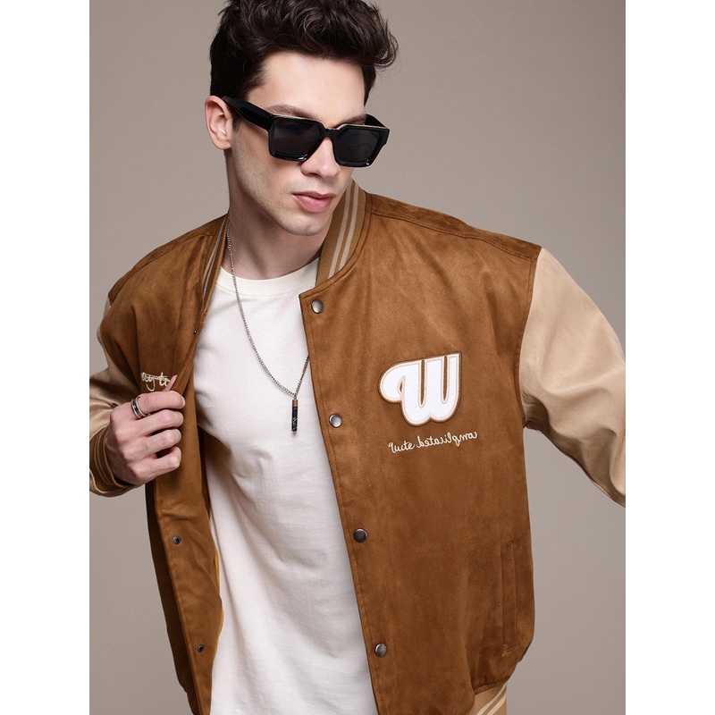 WROGN Embroidered Detail Oversized Varsity Jacket