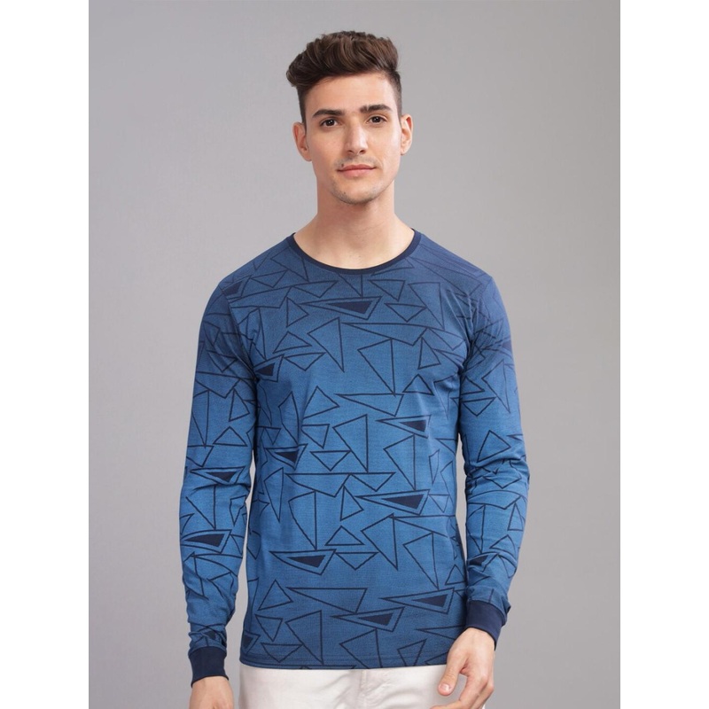 ADRO Men Geometric Printed Round Neck T-shirt