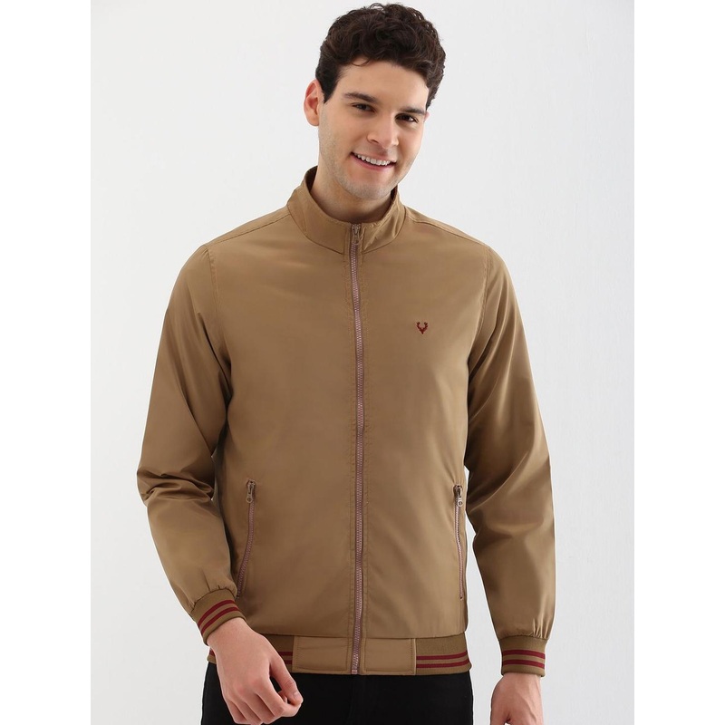 Allen Solly Men Mock Collar Solid Casual Bomber Jacket