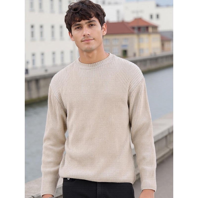 Bewakoof Men Winter Textured Oversized Sweater