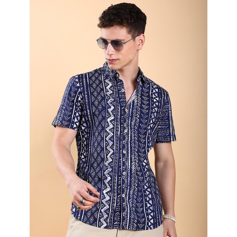 HIGHLANDER Ethnic Printed Slim Fit Cotton Casual Shirt