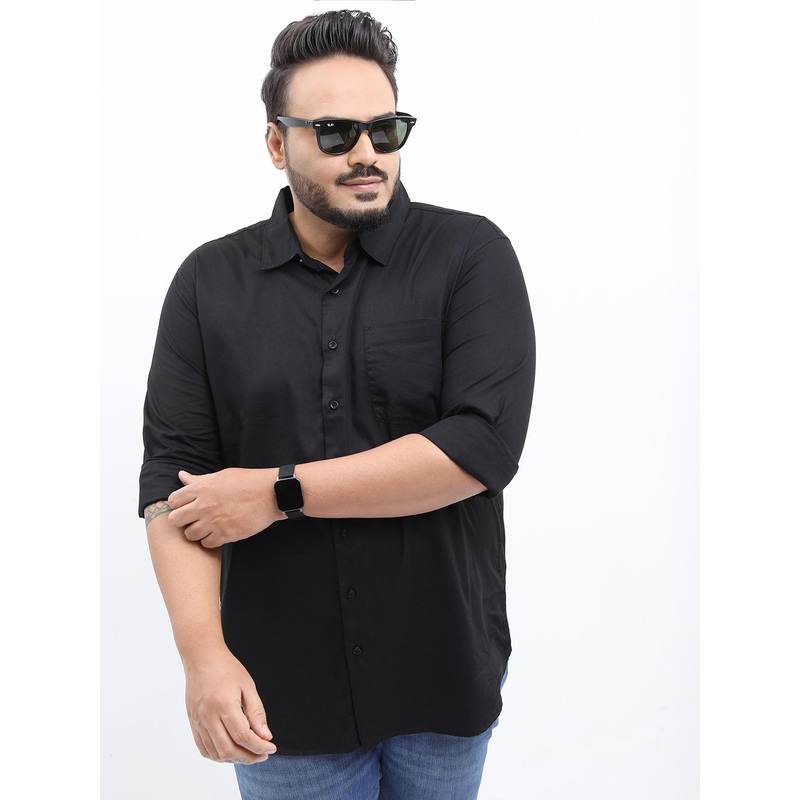 HIGHLANDER Men Plus Size Slim Fit Casual Cotton Shirt