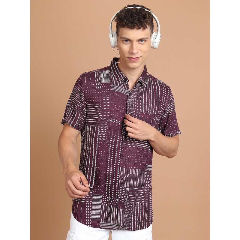 HIGHLANDER Slim Fit Abstract Printed Casual Shirt