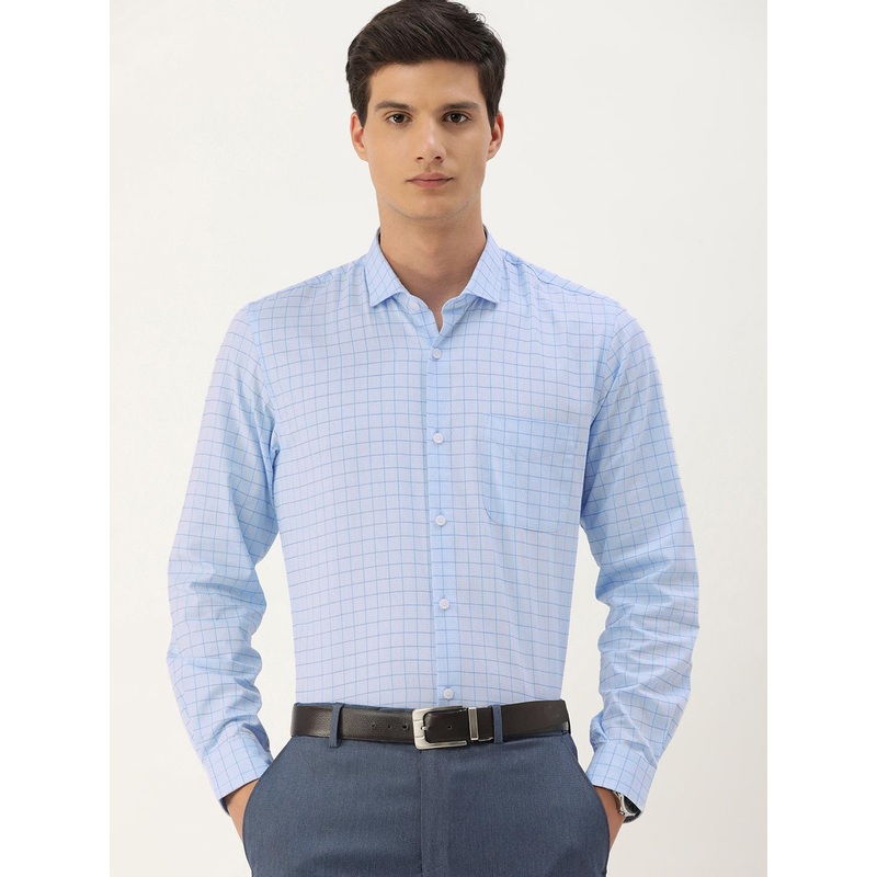 Peter England Men Slim Fit Opaque Checked Formal Shirt