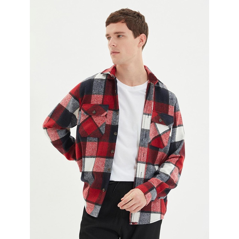 Trendyol Men Red Checked Casual Shirt