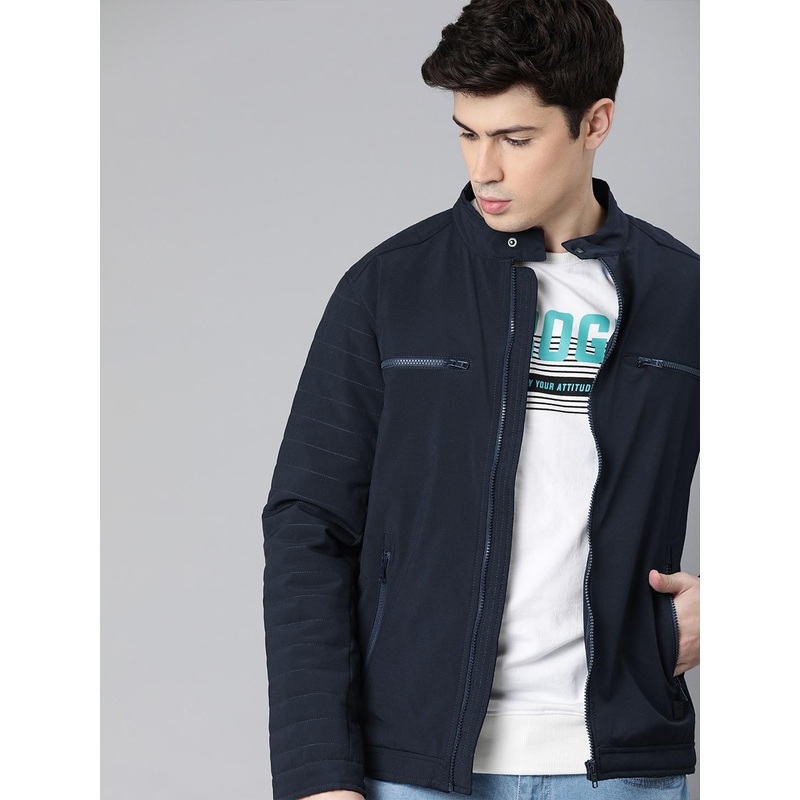 WROGN Men Navy Blue Solid Tailored Jacket